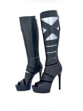 Gucci SS2010 Helena Babylon Cutout Bondage Knee High Platform Boots Sandals 37.5
